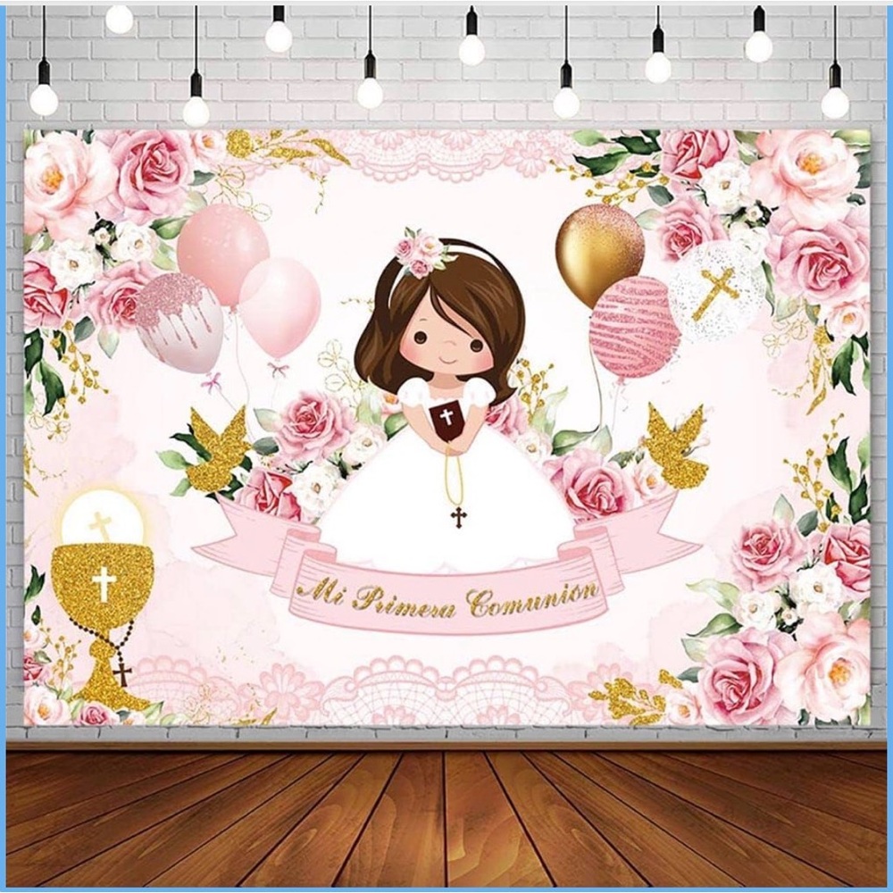 Mi Primera Comunion Backdrop #3, 5 x 7,for Girl Mi Primera Comunion Christening